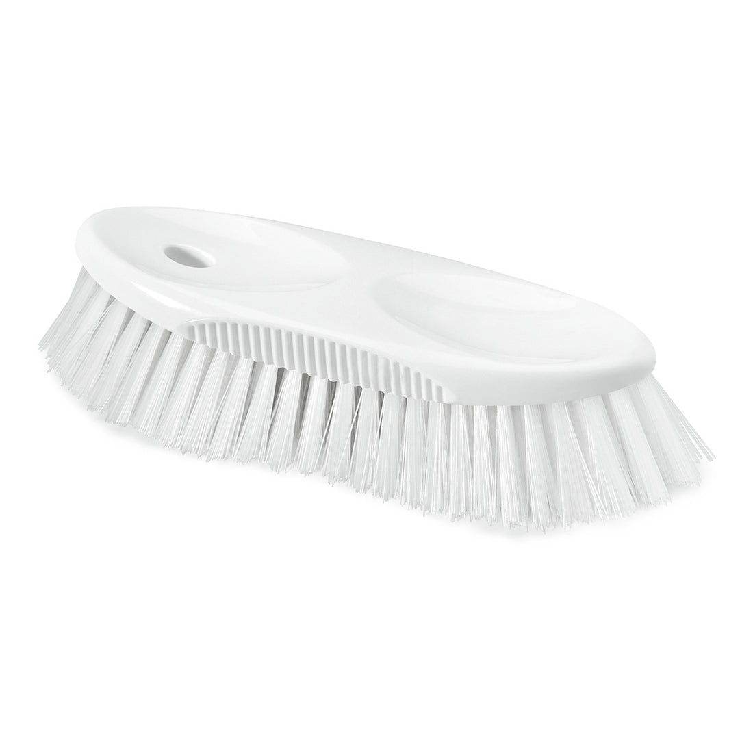 Η βούρτσα Nölle Profi Brush HACCP Kannenbürste (19 cm, 0,5 mm σκληρές τρίχες) από την Nölle Profi Brush Bούρστες & Πινέλα e.K. είναι μια λευκή πλαστική βούρτσα με σκληρές τρίχες και μια οβάλ λαβή με δύο εσοχές, απεικονισμένη σε ένα απλό λευκό φόντο.