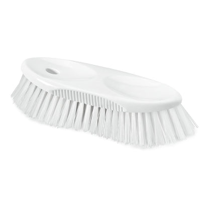 Η βούρτσα Nölle Profi Brush HACCP Kannenbürste (19 cm, 0,5 mm σκληρές τρίχες) από την Nölle Profi Brush Bούρστες & Πινέλα e.K. είναι μια λευκή πλαστική βούρτσα με σκληρές τρίχες και μια οβάλ λαβή με δύο εσοχές, απεικονισμένη σε ένα απλό λευκό φόντο.