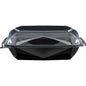 Απεικονίζεται ένα άδειο Octaview® M Schwarz / Transparent APET 185x185x70 δοχείο φαγητού της Duni GmbH με καθαρό καπάκι τοποθετημένο σε λευκό φόντο. Το ασφαλώς στερεωμένο καπάκι υπογραμμίζει τη χρήση του ως συσκευασία τροφίμων.