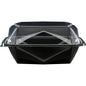 Το Octaview® M+ Μαύρο/Διαφανές APET 185x185x90 δοχείο φαγητού της Duni GmbH είναι κλειστό, όπως φαίνεται από μπροστά, σε λευκό φόντο - μια ιδανική διαφανής λύση συσκευασίας για την παρουσίαση τροφίμων.