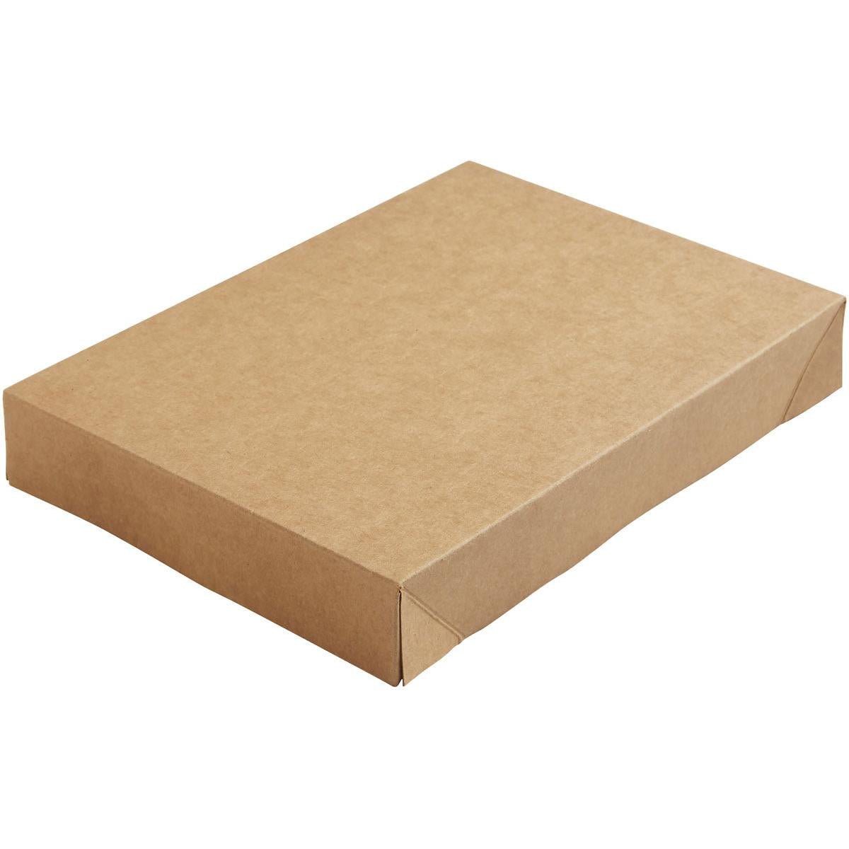 Το καπάκι Viking Brick καφέ χαρτόνι/PE 200x140x30 από την Duni GmbH είναι ένα κλειστό, επίπεδο, ορθογώνιο κουτί με καθαρά διπλωμένες άκρες, που απεικονίζεται χωρίς σημάδια σε λευκό φόντο. Η συσκευασία περιέχει 300 κομμάτια.