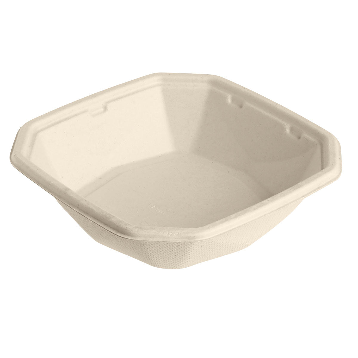 Το Octabagasse μπολ 400 ml από την Duni GmbH από καφέ bagasse (152x152x38 mm), κομποστοποιήσιμο και βιώσιμο, σε συσκευασία των 50 - Είδος σε εξάντληση, απεικονίζεται μπροστά από λευκό φόντο.