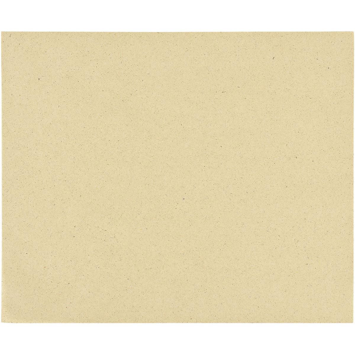 Ansicht von oben auf ein unbedrucktes, strukturiertes hellbeiges Duni GmbH Gras-Einwickelpapier Bloom Mini (345x290 mm) Natur Graspapier mit dezenten Sprenkeln; Packung enthält 1000 Stück.