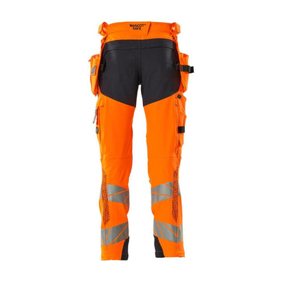 Παντελόνι με κρεμαστές τσέπες, παντελόνι ULTIMATE STRETCH, hi-vis πορτοκαλί/μαύρο-μπλε
