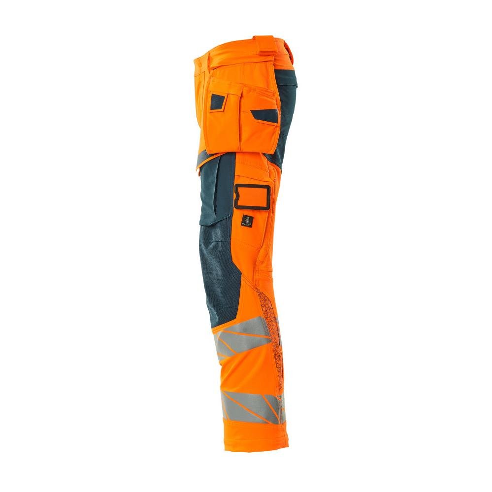 Παντελόνι με κρεμαστές τσέπες, παντελόνι ULTIMATE STRETCH, hi-vis πορτοκαλί/σκούρο πετρόλ