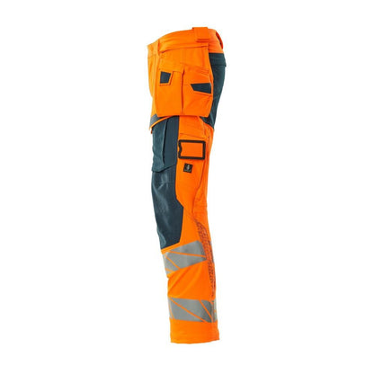 Παντελόνι με κρεμαστές τσέπες, παντελόνι ULTIMATE STRETCH, hi-vis πορτοκαλί/σκούρο πετρόλ