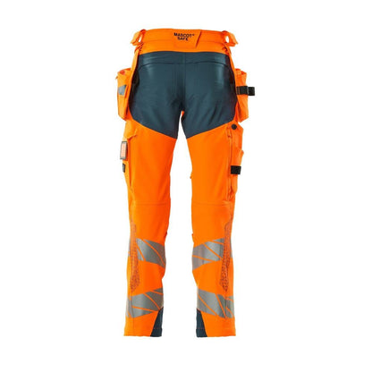 Παντελόνι με κρεμαστές τσέπες, παντελόνι ULTIMATE STRETCH, hi-vis πορτοκαλί/σκούρο πετρόλ