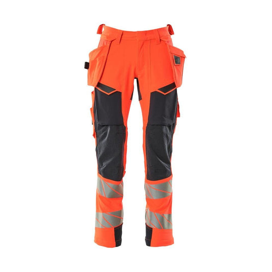 Παντελόνι με κρεμαστές τσέπες, παντελόνι ULTIMATE STRETCH, Hi-vis κόκκινο/μαύρο-μπλε