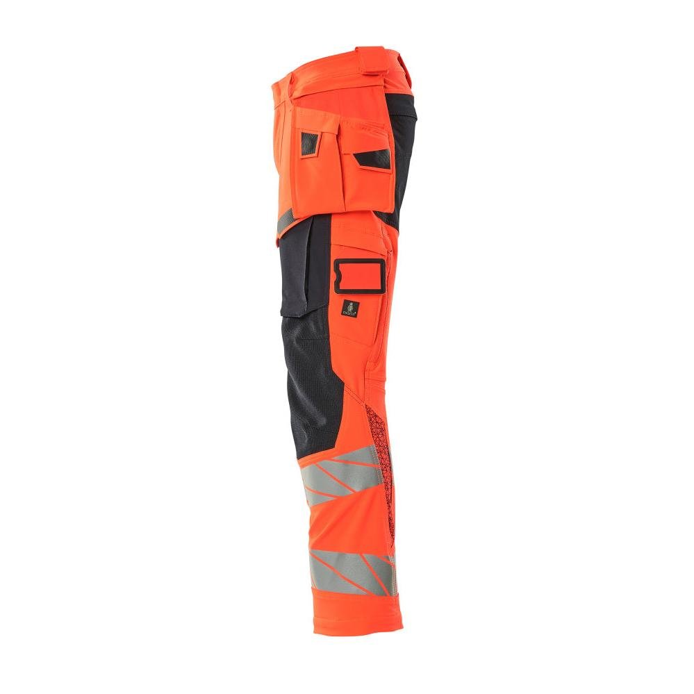 Παντελόνι με κρεμαστές τσέπες, παντελόνι ULTIMATE STRETCH, Hi-vis κόκκινο/μαύρο-μπλε