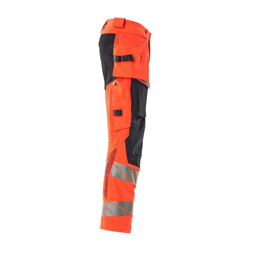 Παντελόνι με κρεμαστές τσέπες, παντελόνι ULTIMATE STRETCH, Hi-vis κόκκινο/μαύρο-μπλε