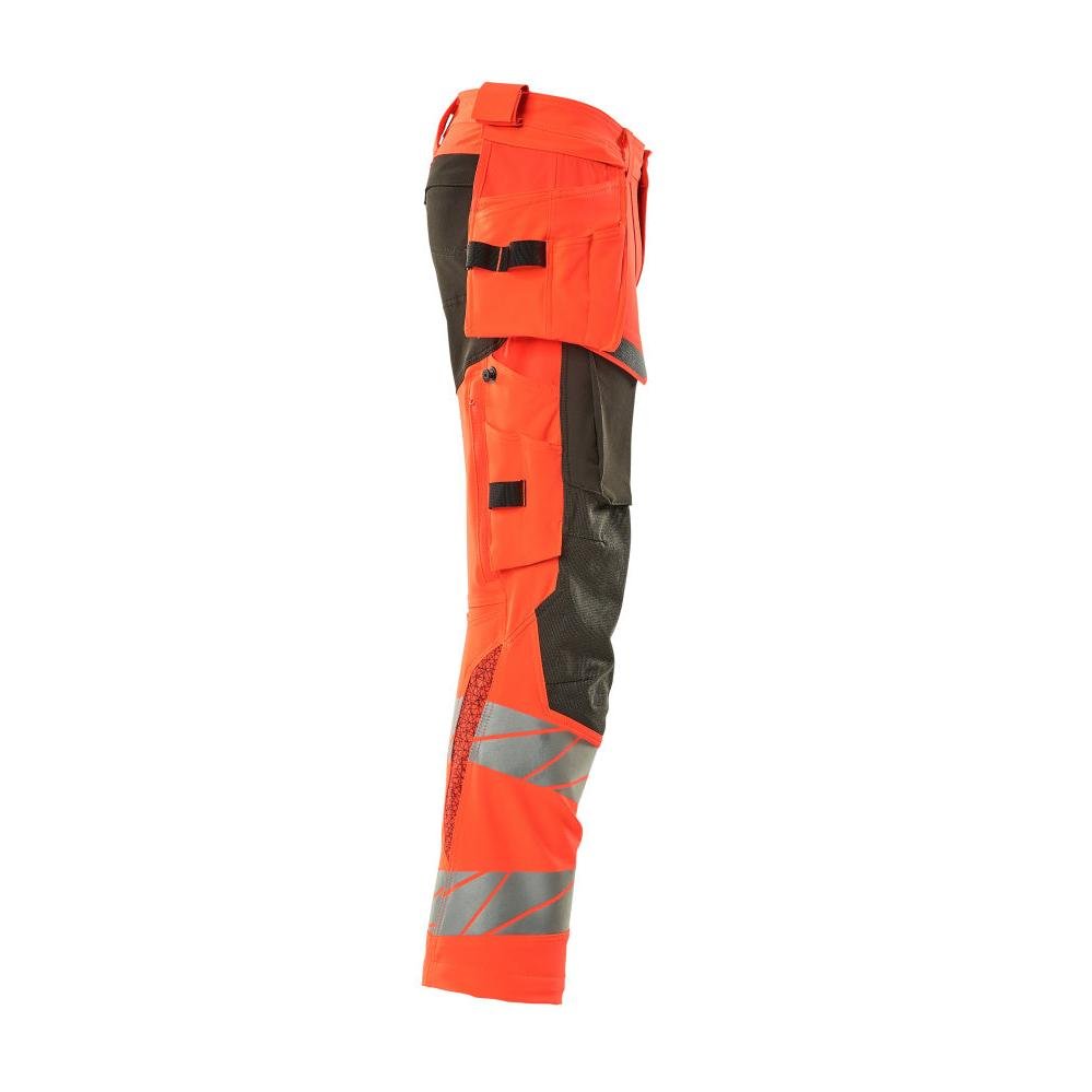 Παντελόνι με κρεμαστές τσέπες, παντελόνι ULTIMATE STRETCH, hi-vis κόκκινο/σκούρο ανθρακί