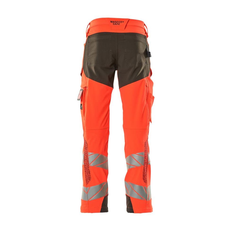 Παντελόνι με τσέπες στα γόνατα, ULTIMATE STRETCH παντελόνι, hi-vis κόκκινο/σκούρο ανθρακί
