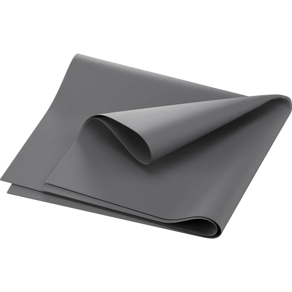 Μια διπλωμένη χαρτοπετσέτα Dunilin 40 x 60 cm 1/4 Falz της Duni GmbH παρουσιάζεται μπροστά από ένα λευκό φόντο, δείχνοντας το γκρι χρώμα της, τις ορατές άκρες και την ελαφριά υφή της.