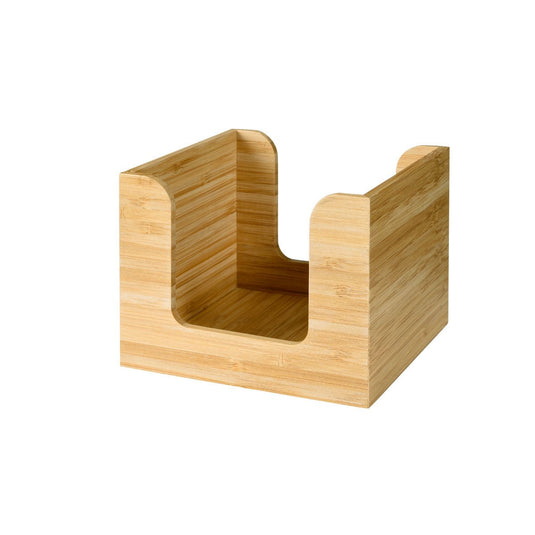 Η θήκη για χαρτοπετσέτες από μπαμπού 13x13 cm της Duni GmbH είναι ένας τετράγωνος κάτοχος χαρτοπετσετών με ανοιχτές πλευρές και χαμηλό μπροστινό μέρος. Η ορατή ξύλινη υφή προσδίδει σε αυτόν τον κομψό, φιλικό προς το περιβάλλον οργανωτή τραπεζιού μια φυσική εμφάνιση - ιδανική για να κρατάτε τις χαρτοπετσέτες εύκολα προσβάσιμες.