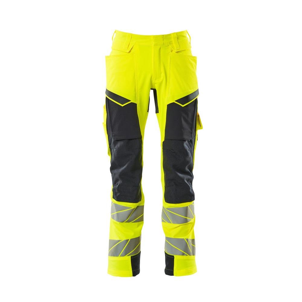 Παντελόνι με τσέπες στα γόνατα, ULTIMATE STRETCH παντελόνι, hi-vis κίτρινο/μαύρο-μπλε