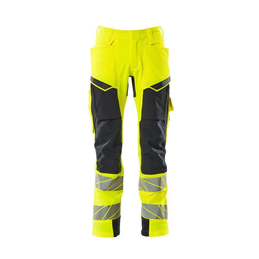 Παντελόνι με τσέπες στα γόνατα, ULTIMATE STRETCH παντελόνι, hi-vis κίτρινο/μαύρο-μπλε