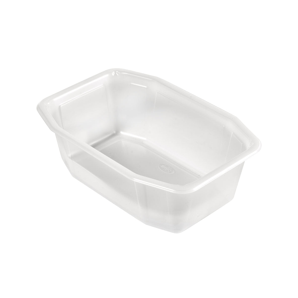 Το μπολ PP HMR Transparent PP 215x148 από την Duni GmbH, ένας καθαρός ορθογώνιος περιέκτης με κεκλιμένες πλευρές και στρογγυλεμένες γωνίες, απεικονίζεται άδειο σε λευκό φόντο.