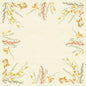 Η Dunicel-Mitteldecke 84x84cm Fall Beauty από την Duni GmbH είναι ένα τετράγωνο μπεζ τραπεζομάντηλο με κίτρινα-πορτοκαλί φύλλα, κόκκινα μούρα και πράσινο-γκρι γρασίδι σε στυλ ακουαρέλας στις άκρες και γωνίες· το κέντρο παραμένει ελεύθερο.