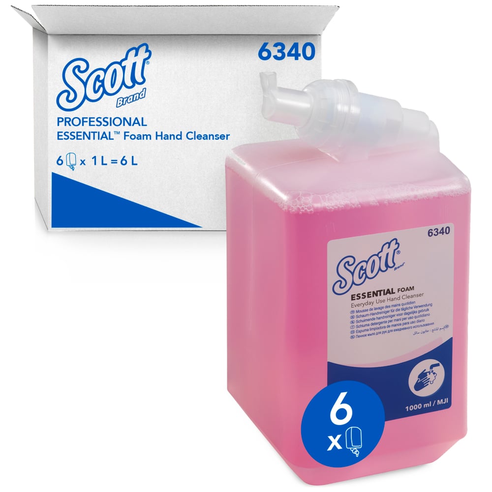 Η Scott® Essential™ Αφρώδης Σαπούνι για καθημερινή χρήση (1 L, ροζ, κασέτα) από την Kimberly-Clark GmbH είναι διαθέσιμη σε κουτί με 6 κασέτες - συνολικά 6 λίτρα αναπλήρωσης για την υγιεινή των χεριών σας.