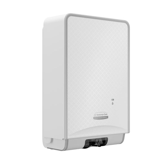Der Kimberly-Clark Professional™ Icon™ Elektronischer Hautpflegespender, 1,2 l, White Mosaic von Kimberly-Clark GmbH bietet berührungslose Abgabe für hygienische Umgebungen und überzeugt durch modernes Design mit strukturierter Front.