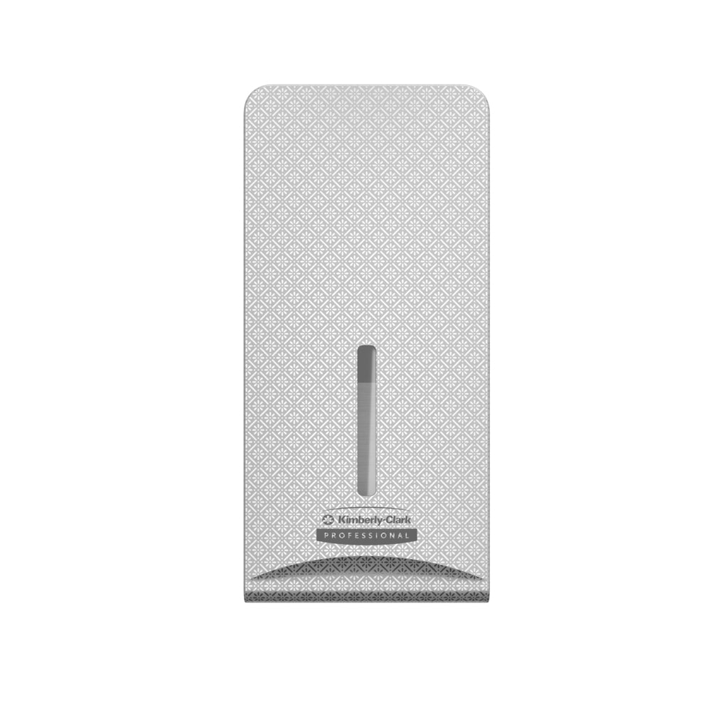 Η Kimberly-Clark Professional™ Icon™ Dispenser Faceplate - FTT (27,80 x 13,10 x 1,40 cm) της Kimberly-Clark GmbH χαρακτηρίζεται από ένα κομψό σχέδιο με μοτίβο και ένα κεντρικό παράθυρο - ιδανικό για σύγχρονες τουαλέτες.