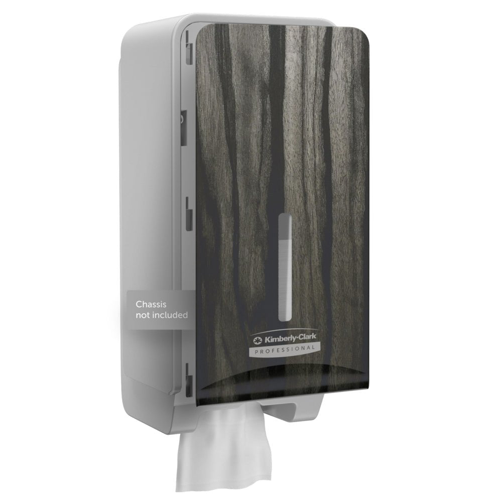 Kimberly-Clark Professional™ Icon™ Dispenser Faceplate (FTT, 27,80 x 13,10 x 1,40 cm) από την Kimberly-Clark GmbH, σε σκοτεινό, ημιδιαφανές σχέδιο με λευκή πετσέτα, ιδανικό για σύγχρονες τουαλέτες. Σημειώσεις για την ετικέτα: Το σασί δεν περιλαμβάνεται.