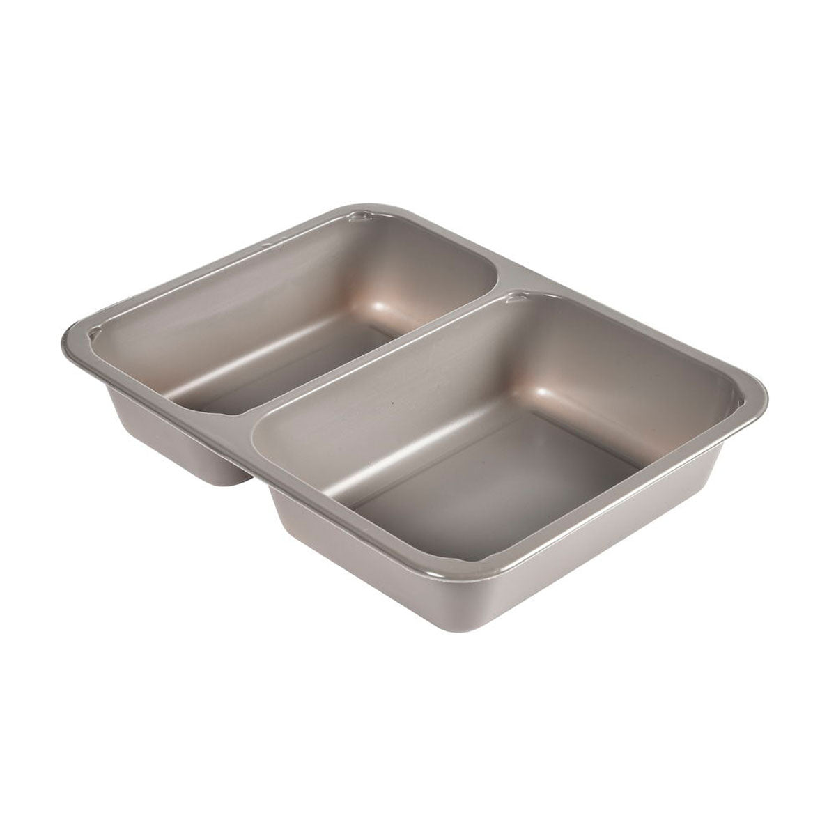 Η Duni GmbH CPET-Schale 2 Γκρι (225x175x43 mm) διαθέτει δύο ορθογώνια διαμερίσματα ίσου μεγέθους, ιδανικά για χρήση στην εστίαση· απεικονίζεται σε γκρι σε λευκό φόντο. Διατίθεται σε συσκευασίες των 300 τεμαχίων.