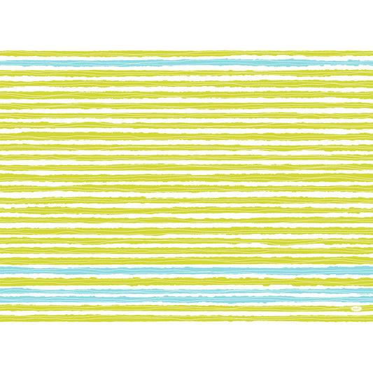 Ein Muster aus horizontalen gelben und hellblauen handgezeichneten Linien auf Weiß, inspiriert von Elise Stripes für Dunicel-Sets 30x40 cm, Packung (100 Stück), von Duni GmbH.