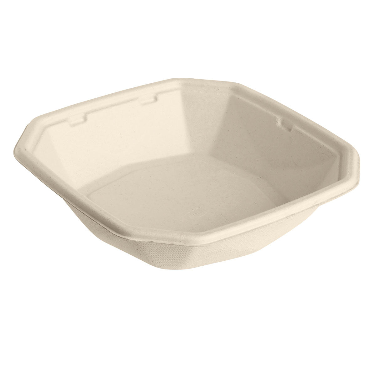 Το μπολ Octabagasse 650 ml από την Duni GmbH από καφέ bagasse (183x183x42 mm, χωρίς επικάλυψη) χρησιμεύει ως βιώσιμος εξοπλισμός μιας χρήσης και είναι άδειο μπροστά από λευκό φόντο. Μονάδα συσκευασίας: 50 τεμάχια.
