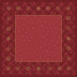 Ένα κόκκινο τετράγωνο με χρυσό περίγραμμα και χριστουγεννιάτικες νιφάδες χιονιού - ιδανικό για να χρησιμοποιήσετε το Bio-Dunicel-Mitteldecke 84x84cm Rhombus bordeaux (20 τεμάχια) της Duni GmbH ως βιώσιμο τραπεζομάντηλο για τις γιορτές.