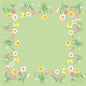 Το τραπεζομάντηλο Dunisilk MD Spring Melody 84x84 cm από την Duni GmbH δείχνει ένα ανοιχτό πράσινο φόντο με ένα περίγραμμα από ακουαρέλες λουλουδιών, συμπεριλαμβανομένων τουλιπών και νάρκισσων - ιδανικό για κομψή διακόσμηση τραπεζιού άνοιξης. Συσκευασία με 20 τεμάχια.