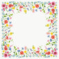 Eine rechteckige Bordüre mit farbenfrohen Wildblumen im Flowy Meadow Design von Duni GmbH umrahmt eine freie Fläche, ideal um das umweltfreundliche Bio-Dunicel-Mitteld.84x84 Flowy Meadow 20P. | Packung (20 Stück) mit lebendiger Eleganz.