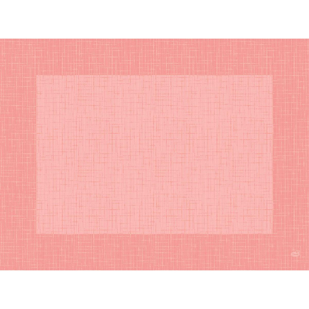 Ένα ορθογώνιο ροζ και κοραλλί δομημένο φόντο με μοτίβο πλέγματος και φαρδύ περίγραμμα, ιδανικό για διακόσμηση τραπεζιού ή για χρήση με τα σετ Bio-Dunicel της Duni GmbH 30x40 Linnea mellow Υψηλής ποιότητας τραπεζομάντηλα (100 τεμάχια), πλαισιώνει μια φωτεινότερη κεντρική περιοχή.