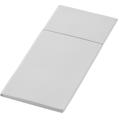 Το Duniletto-Slim 40x33cm της Duni GmbH είναι μια διπλωμένη λευκή υφασμάτινη πετσέτα με διακριτικό μοτίβο υφής, ιδανική ως υγιεινή βάση ή κομψή εναλλακτική, απεικονισμένη σε απλό λευκό φόντο.