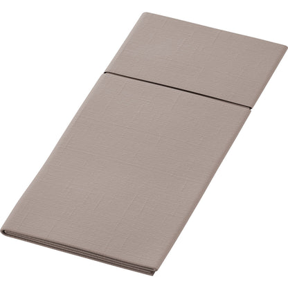 Το Duniletto-Slim 40x33cm της Duni GmbH είναι μια διπλωμένη, ορθογώνια, μπεζ πετσέτα με ορατή πτυχή, παρουσιασμένη σε απλό λευκό φόντο - ιδανική ως υγιεινή βάση για καθαρή, πρακτική χρήση.