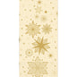 Οι χαρτοπετσέτες 40x40 3στρώσεις 1/8 Stargazing cream από την Duni GmbH έχουν ένα μπεζ φόντο με διάφορες χρυσές νιφάδες χιονιού και μικρά αστέρια σε ένα επαναλαμβανόμενο μοτίβο. Η συσκευασία περιέχει 250 χαρτοπετσέτες.