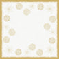 Η βιολογική μεσαία πετσέτα Dunicel 84x84cm Sparkly white από την Duni GmbH έχει ένα τετράγωνο λευκό υπόβαθρο με μια δομημένη χρυσή άκρη και μοτίβα αστεριών στις άκρες καθώς και κυματιστές γραμμές στο κέντρο - ιδανική για μια φιλική προς το περιβάλλον διακόσμηση τραπεζιού. Συσκευασία (20 τεμάχια).