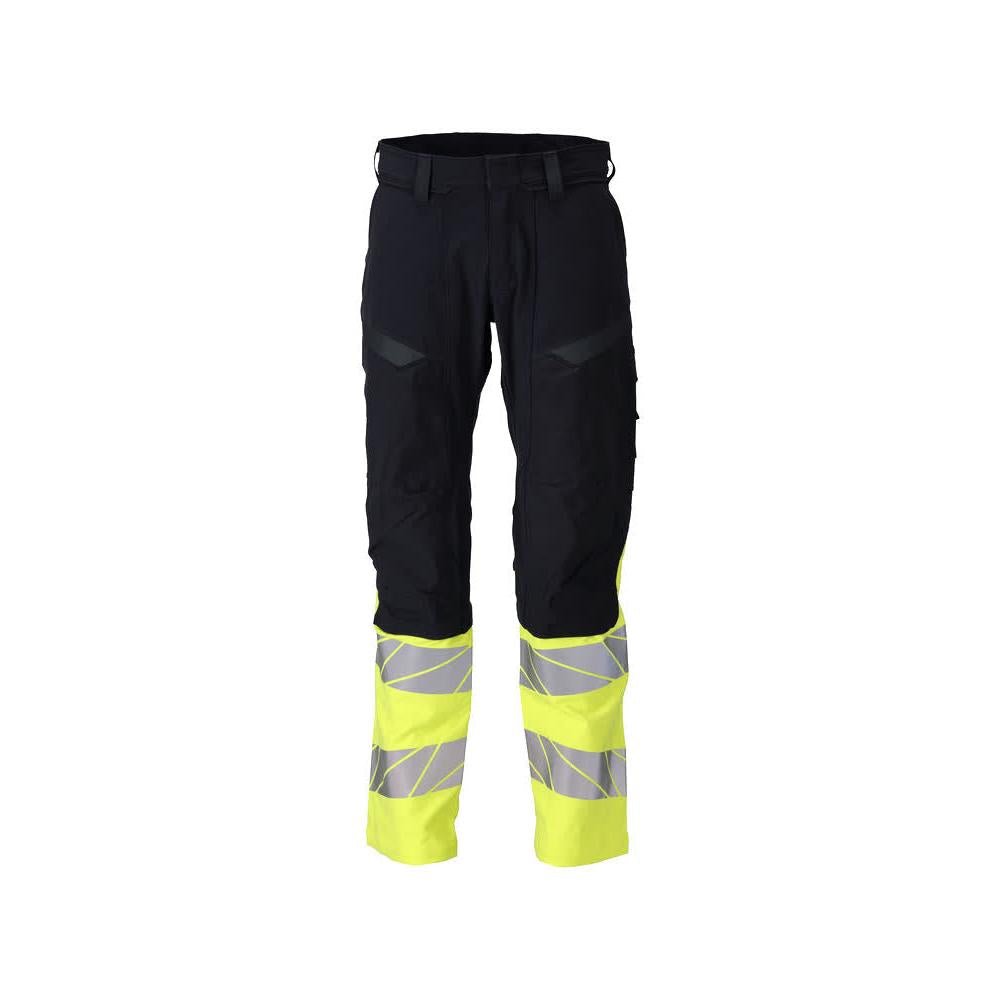 Παντελόνι, τσέπες στα γόνατα, ULTIMATE STRETCH παντελόνι Multisafe, μαύρο μπλε/hi-vis κίτρινο
