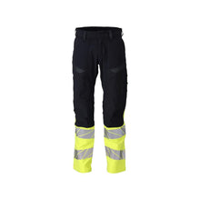 Παντελόνι, τσέπες στα γόνατα, ULTIMATE STRETCH παντελόνι Multisafe, μαύρο μπλε/hi-vis κίτρινο