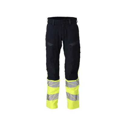 Παντελόνι, τσέπες στα γόνατα, ULTIMATE STRETCH παντελόνι Multisafe, μαύρο μπλε/hi-vis κίτρινο