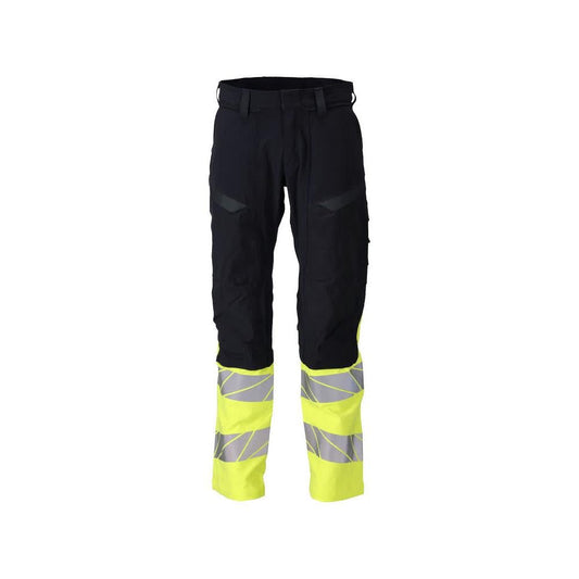 Παντελόνι, τσέπες στα γόνατα, ULTIMATE STRETCH παντελόνι Multisafe, μαύρο μπλε/hi-vis κίτρινο