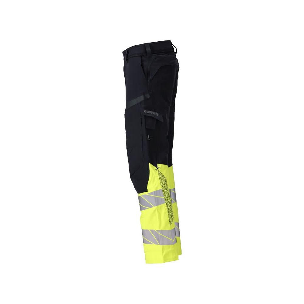 Παντελόνι, τσέπες στα γόνατα, ULTIMATE STRETCH παντελόνι Multisafe, μαύρο μπλε/hi-vis κίτρινο