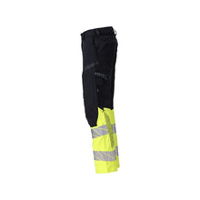Παντελόνι, τσέπες στα γόνατα, ULTIMATE STRETCH παντελόνι Multisafe, μαύρο μπλε/hi-vis κίτρινο