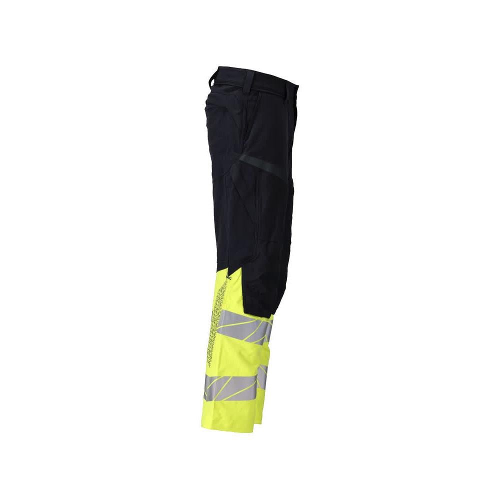 Παντελόνι, τσέπες στα γόνατα, ULTIMATE STRETCH παντελόνι Multisafe, μαύρο μπλε/hi-vis κίτρινο