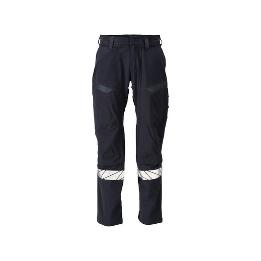 Παντελόνι, τσέπες στα γόνατα, ULTIMATE STRETCH παντελόνι Multisafe, μαύρο μπλε/hi-vis κίτρινο