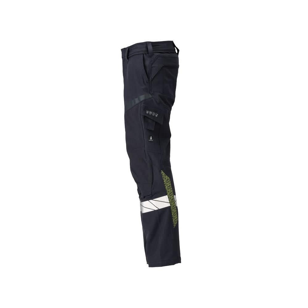 Παντελόνι, τσέπες στα γόνατα, ULTIMATE STRETCH παντελόνι Multisafe, μαύρο μπλε/hi-vis κίτρινο