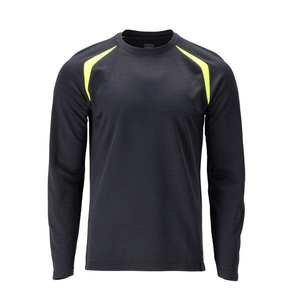 T-shirt, μακρυμάνικο, μοντέρνα εφαρμογή T-shirt Multisafe, μαύρο μπλε/hi-vis κίτρινο