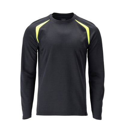 T-shirt, μακρυμάνικο, μοντέρνα εφαρμογή T-shirt Multisafe, μαύρο μπλε/hi-vis κίτρινο