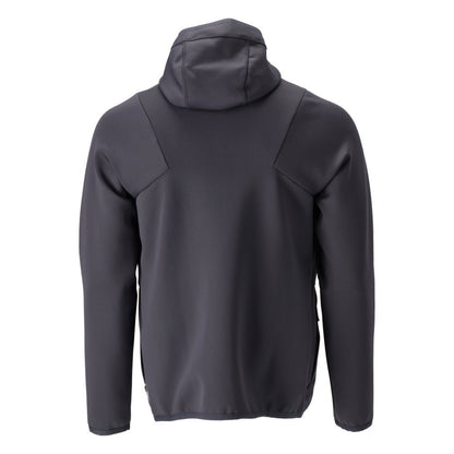 Πουλόβερ φλις, κουκούλα, μπουφάν microfleece με φερμουάρ, μαύρο-μπλε
