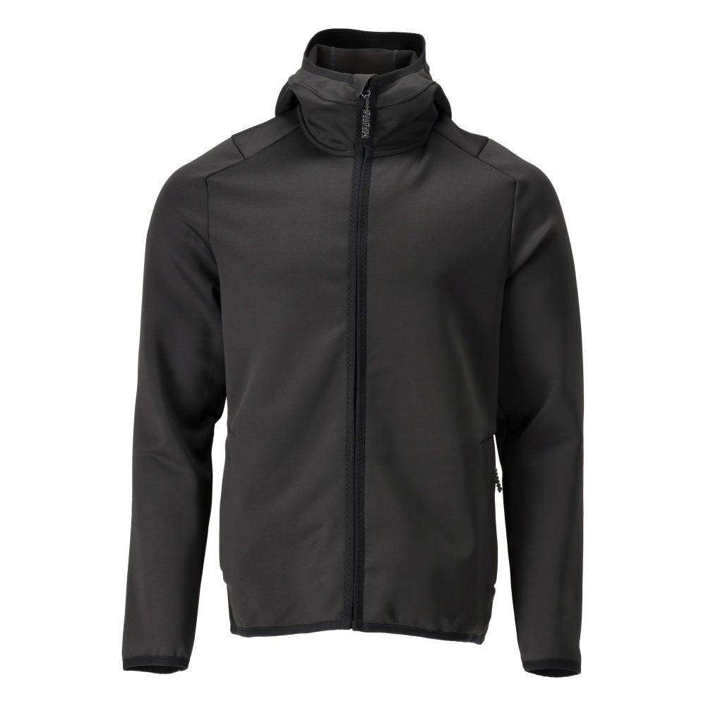 Πουλόβερ φλις, κουκούλα, μπουφάν microfleece με φερμουάρ, μαύρο